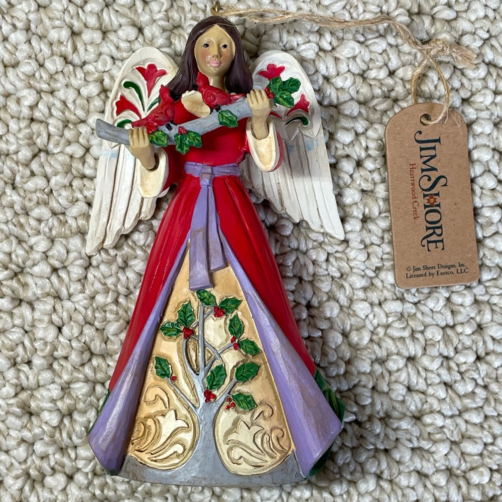 Jim Shore Heartwood Creek Angel with Cardinals